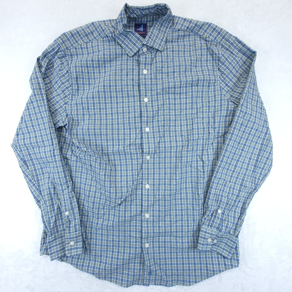Johnnie-O Button Dress Shirt Men's Large Long Sleeve Green Blue Check - Picture 1 of 7
